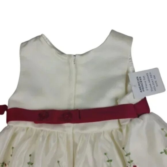 American Princess Floral Red and Ivory Dress Size 6M - Picture 8 of 12